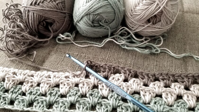 Misty Mood Granny Stripe Muted Colors by crochetcricket.ca color changes every two rows.