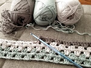 Misty Mood Granny Stripe Muted Colors by crochetcricket.ca color changes every two rows.