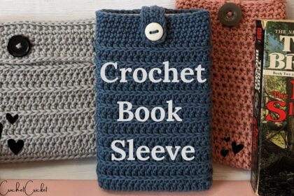 Crickets Crochet book sleeve tutorial with royal ridge stripes