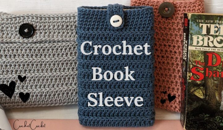 Crickets Crochet book sleeve tutorial with royal ridge stripes